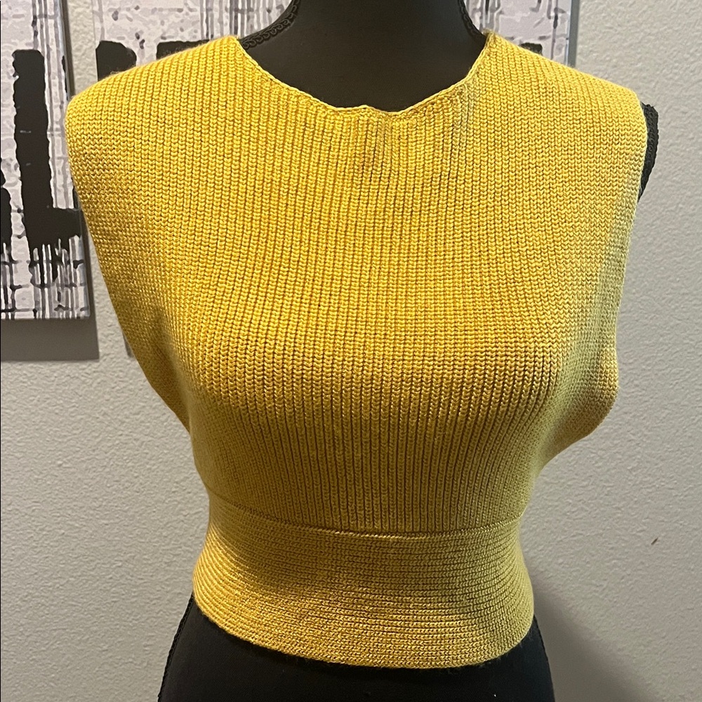 NWT Free People Bright Yellow Knit Tank Top